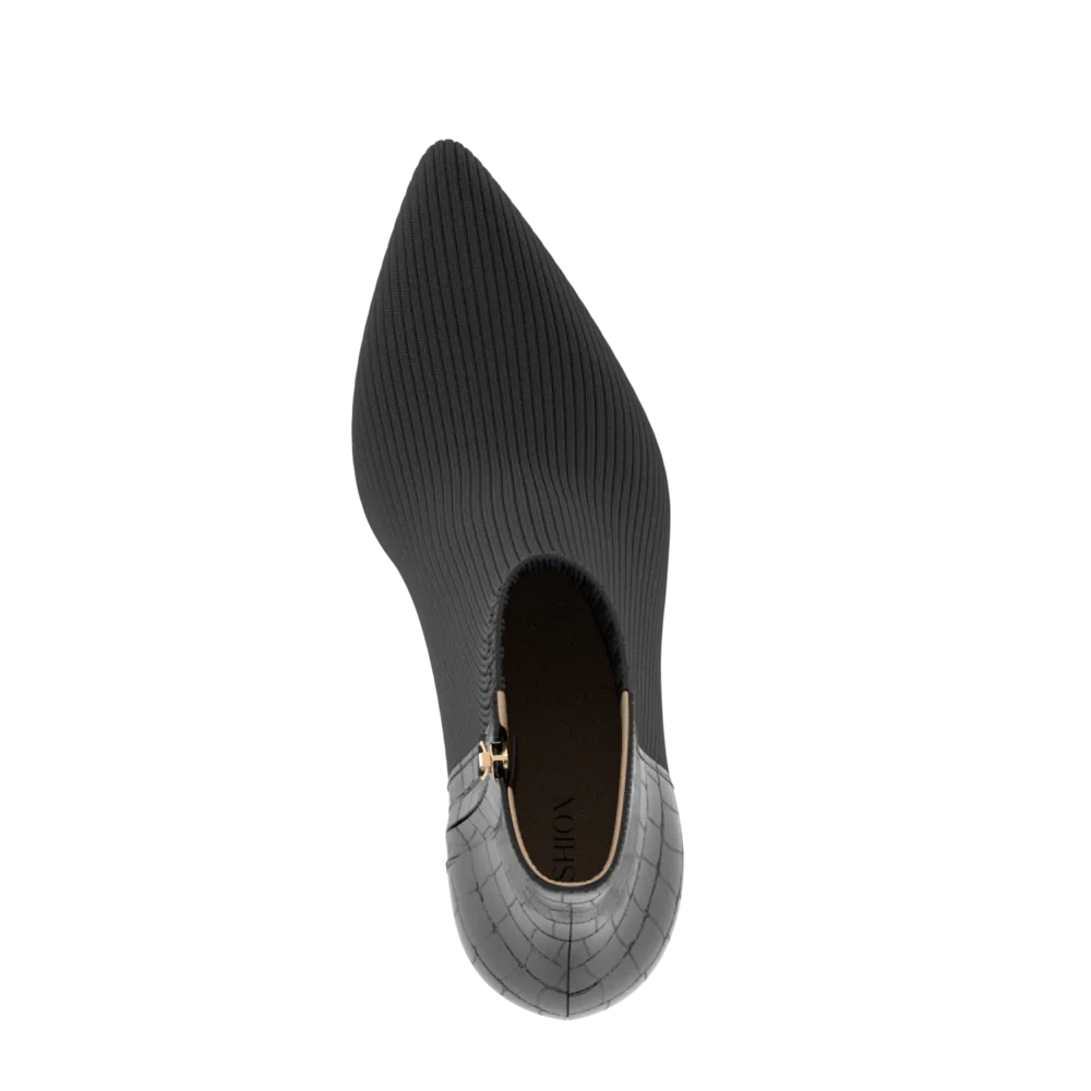 The Bootie - Coal Crocodile & Knit