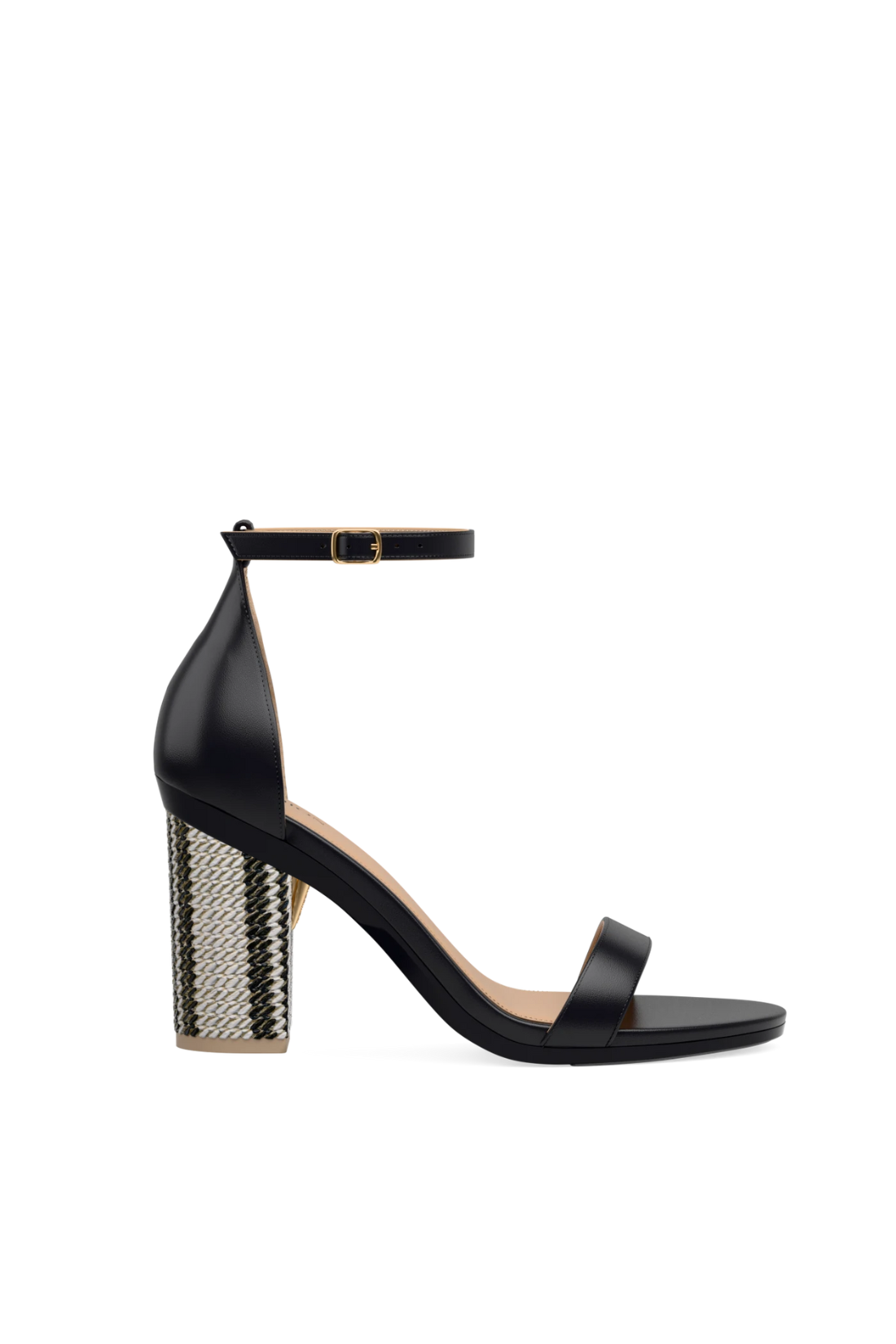 Block Heel Kit 4 Black & White Raffia