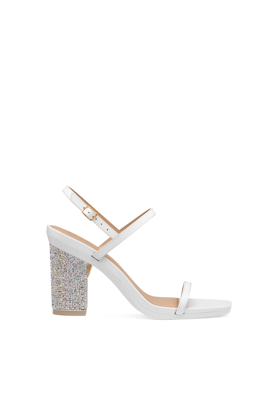 Block Heel Kit 4 White Iridescent Rhinestone