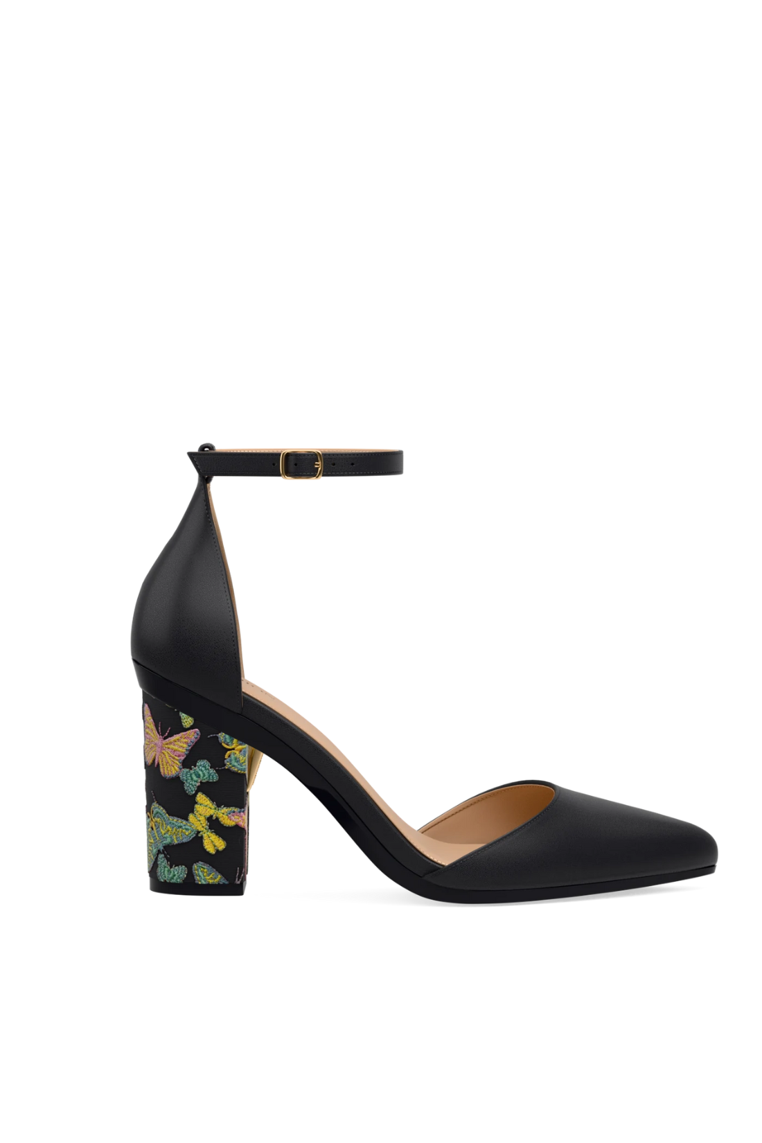 Block Heel Kit 4 Coal Butterfly Embroidery