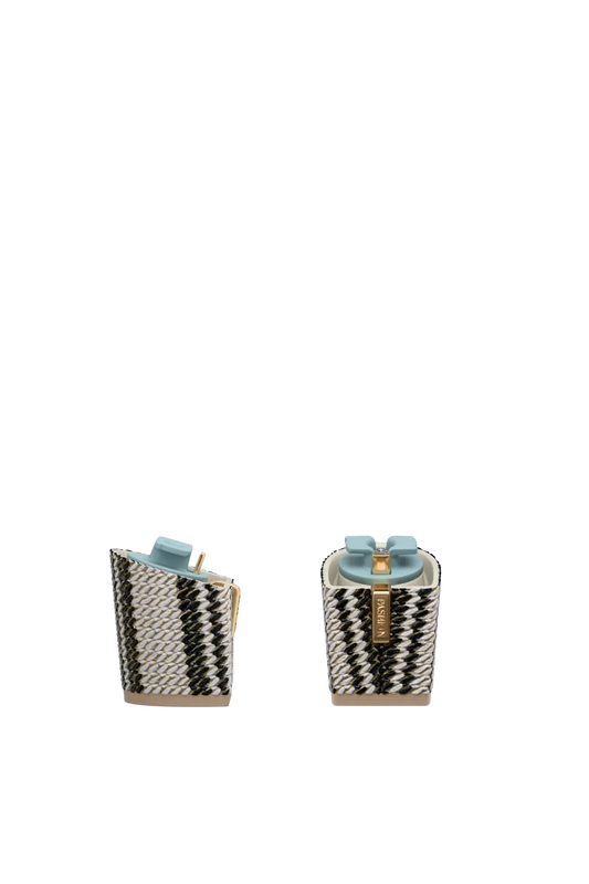 Block Heel Kit 3 Black & White Raffia