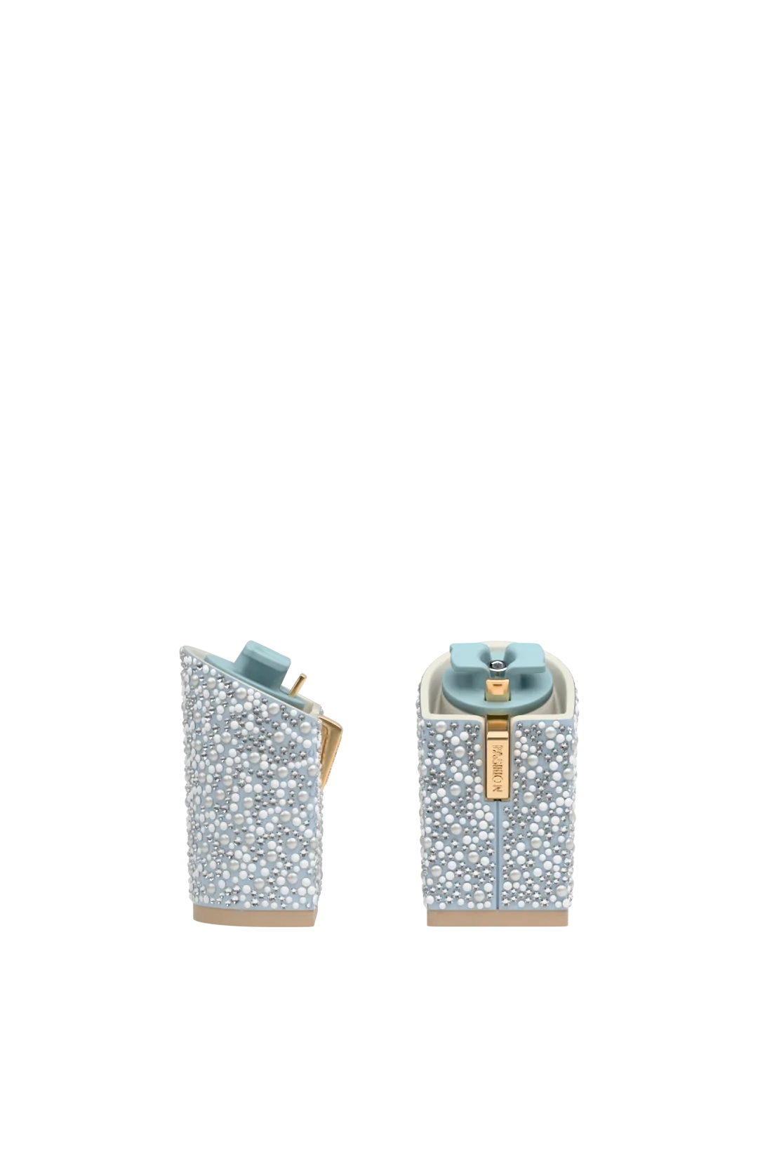 Block Heel Kit Baby Blue Pearl & Rhinestone 4"
