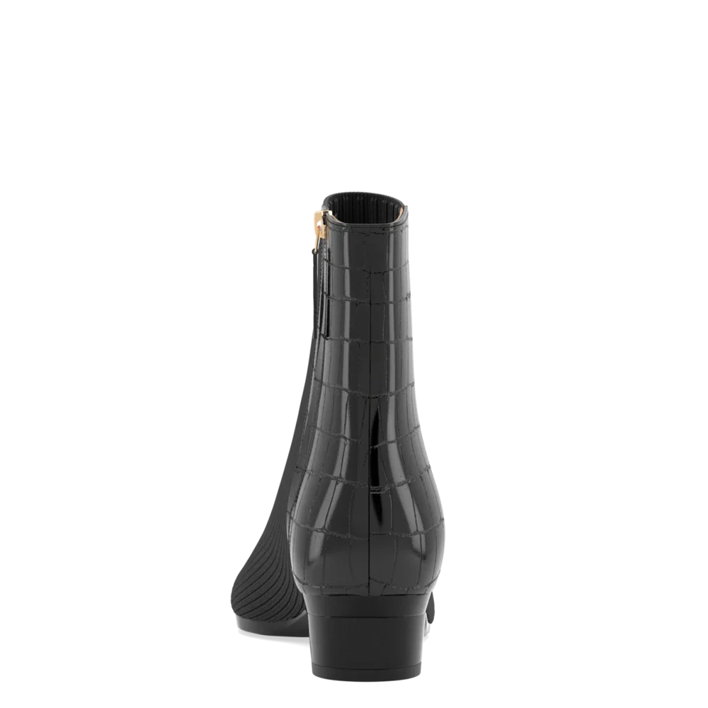 The Bootie - Coal Crocodile & Knit