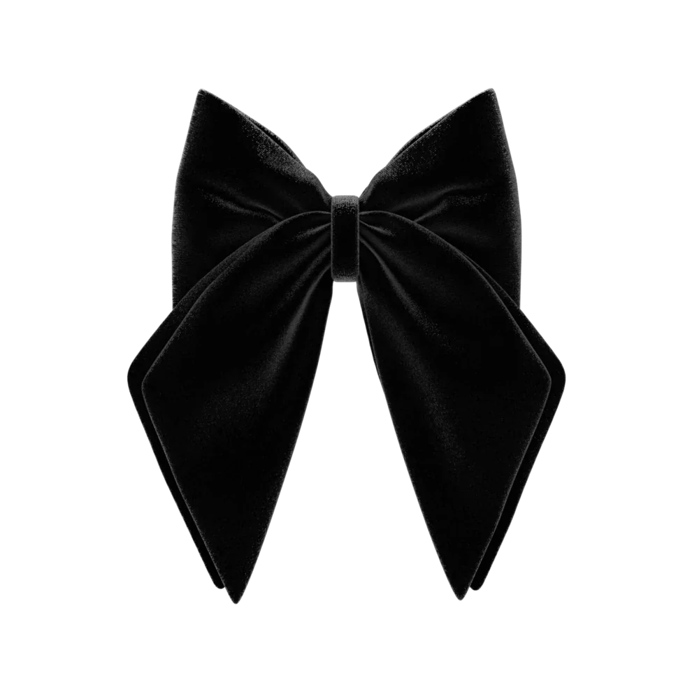 Bow Coal Velvet Clip