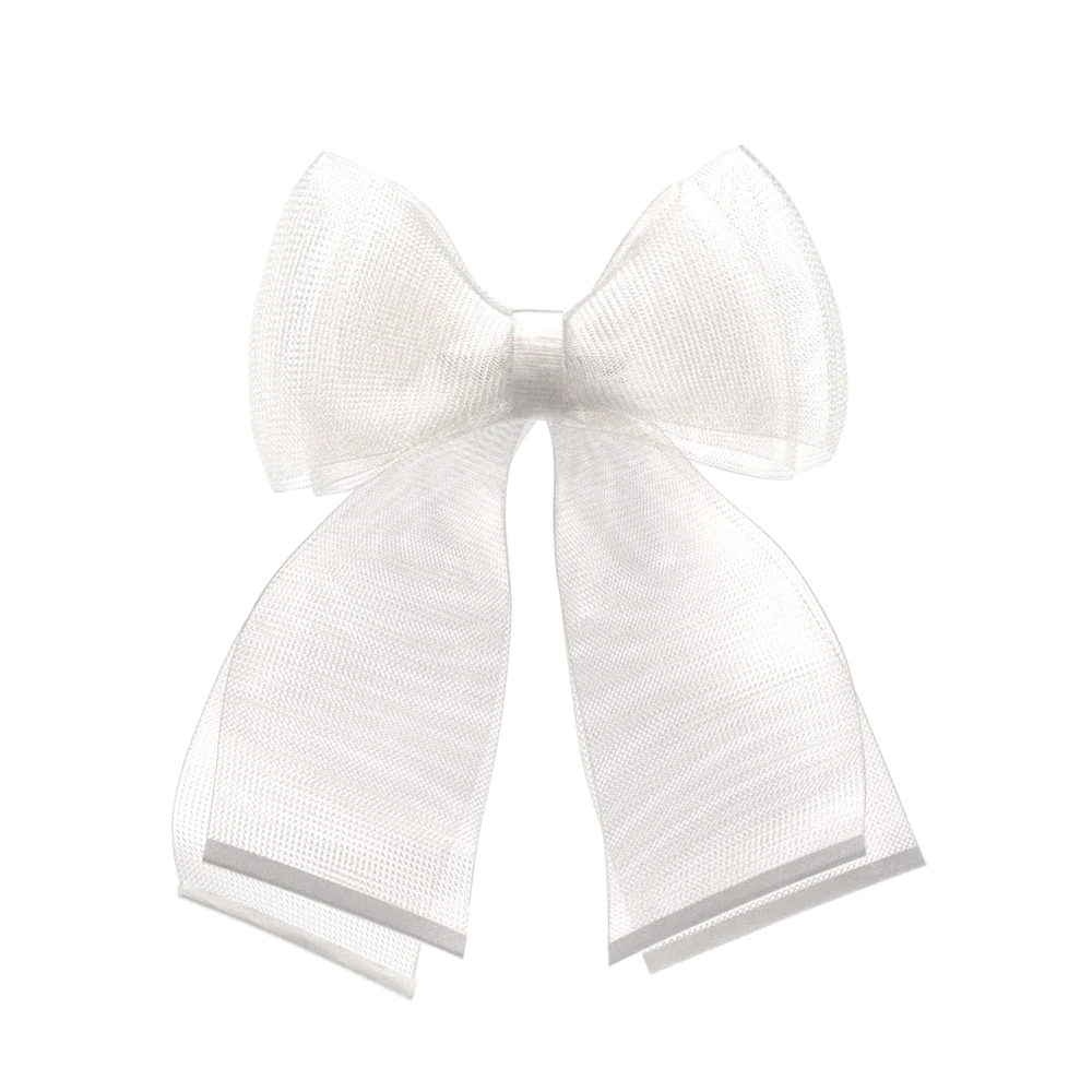 Bow White Tulle Clip