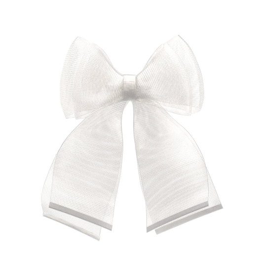 Bow White Tulle Clip
