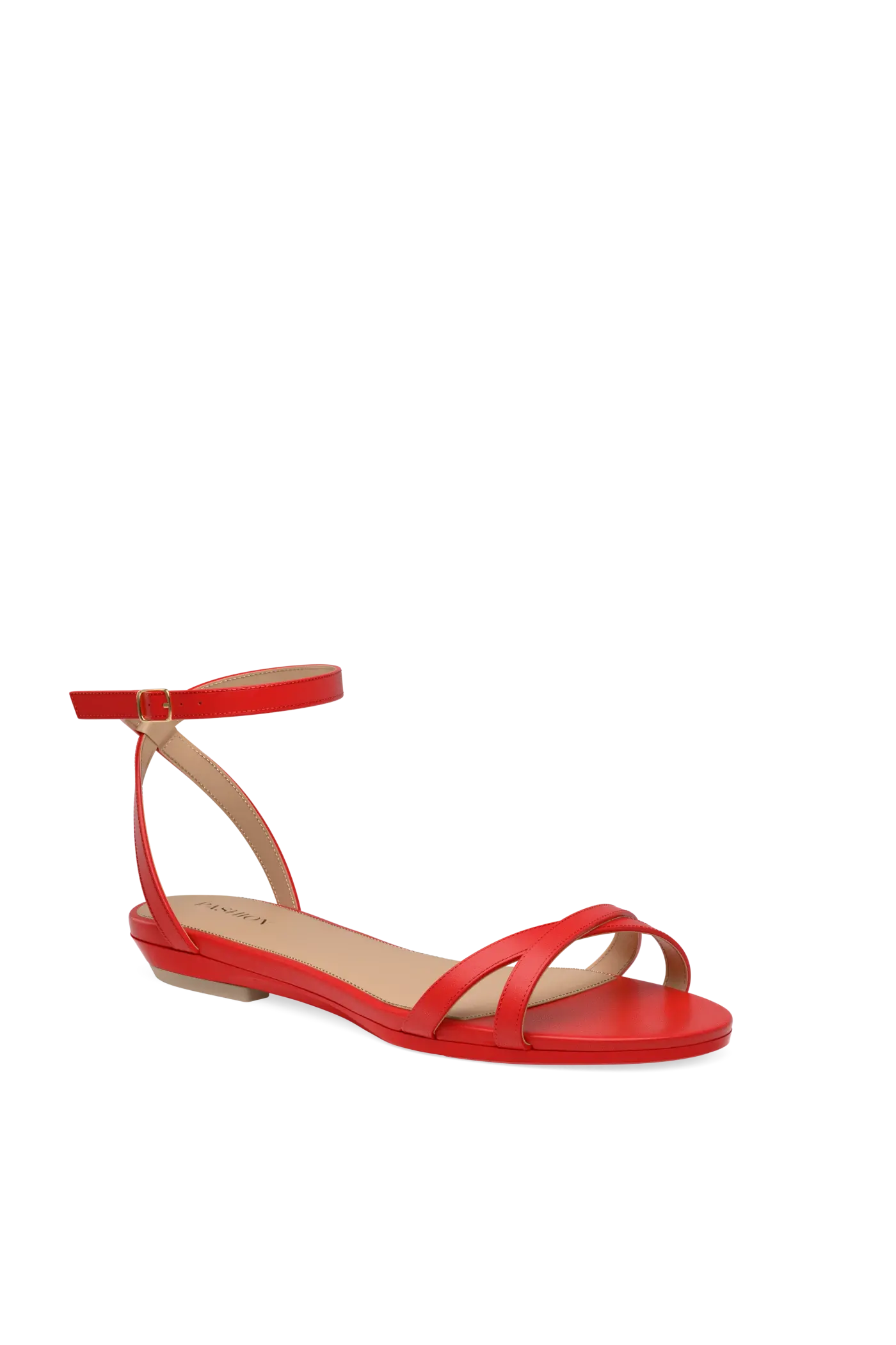 The Brynn - Cherry Red Leather Flat