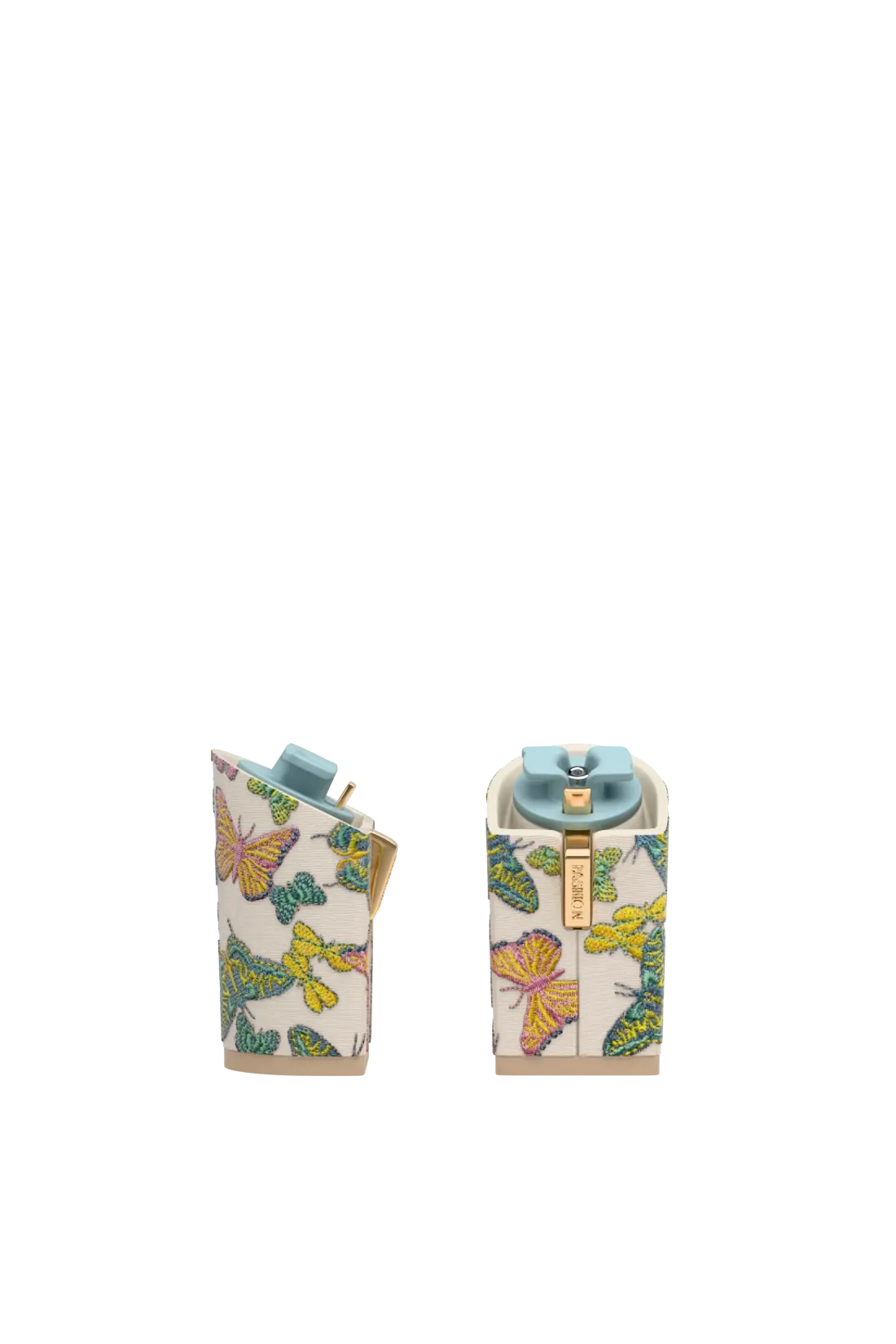 Block Heel Kit 4 Ivory Butterfly Embroidery