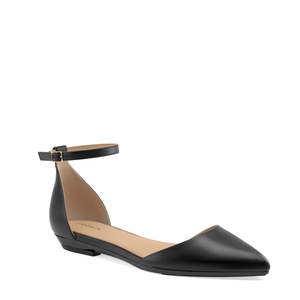 The D'Orsay - Coal Satin Flat - FINAL SALE