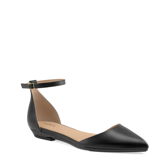 The D'Orsay - Coal Satin Flat - FINAL SALE