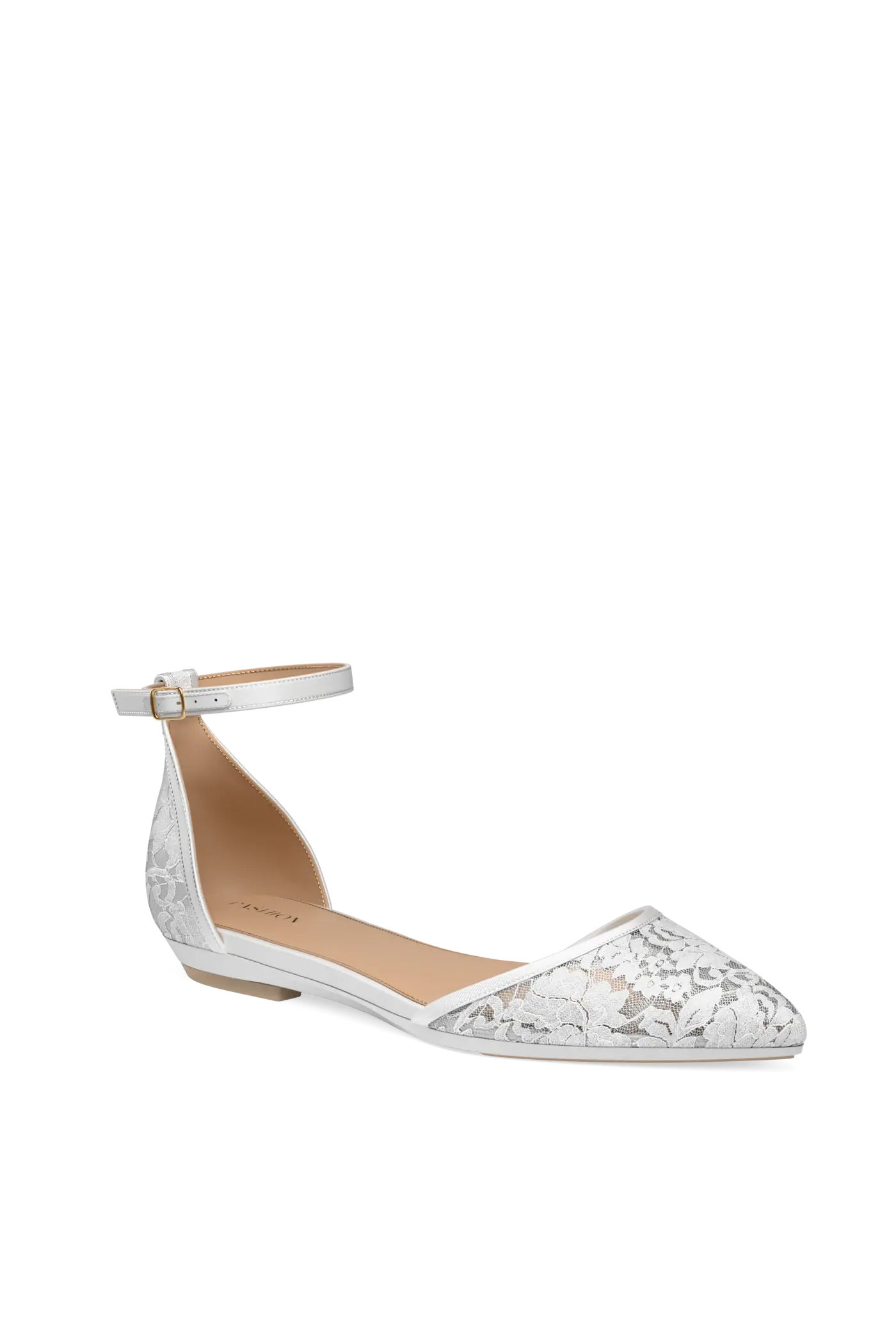 The D'Orsay - White Satin Lace Flat