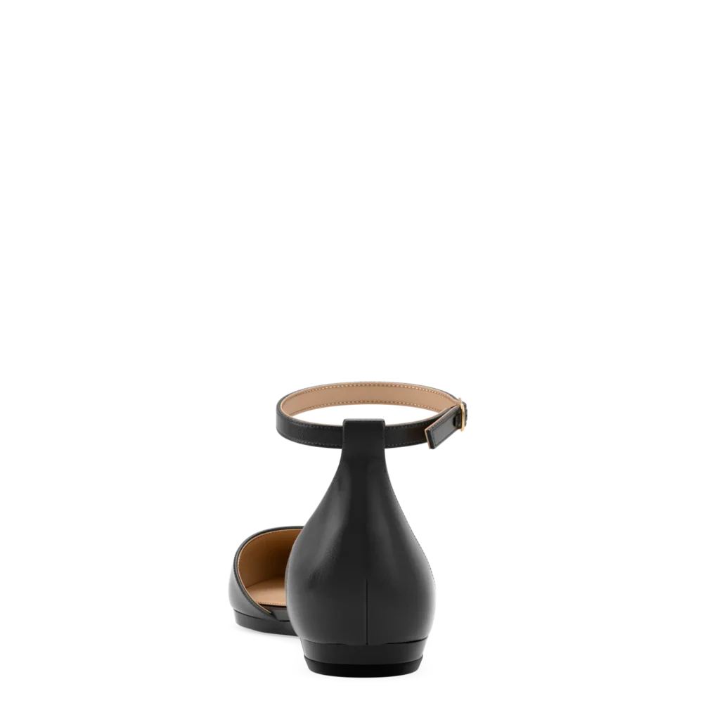 The D'Orsay - Coal Satin Flat - FINAL SALE