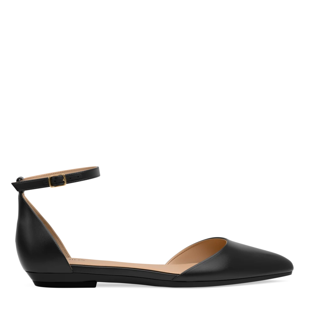 The D'Orsay - Coal Satin Flat - FINAL SALE