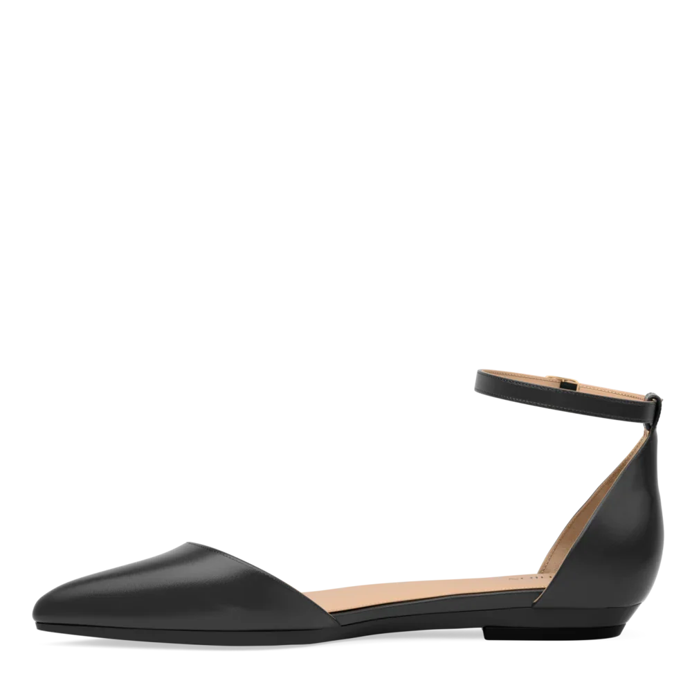 The D'Orsay - Coal Satin Flat - FINAL SALE