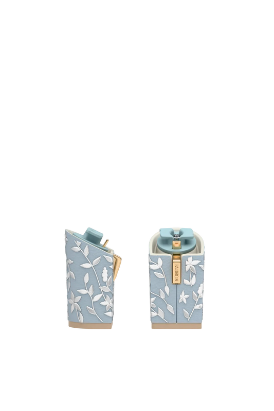 Block Heel Kit 4 Baby Blue Floral Embroidery