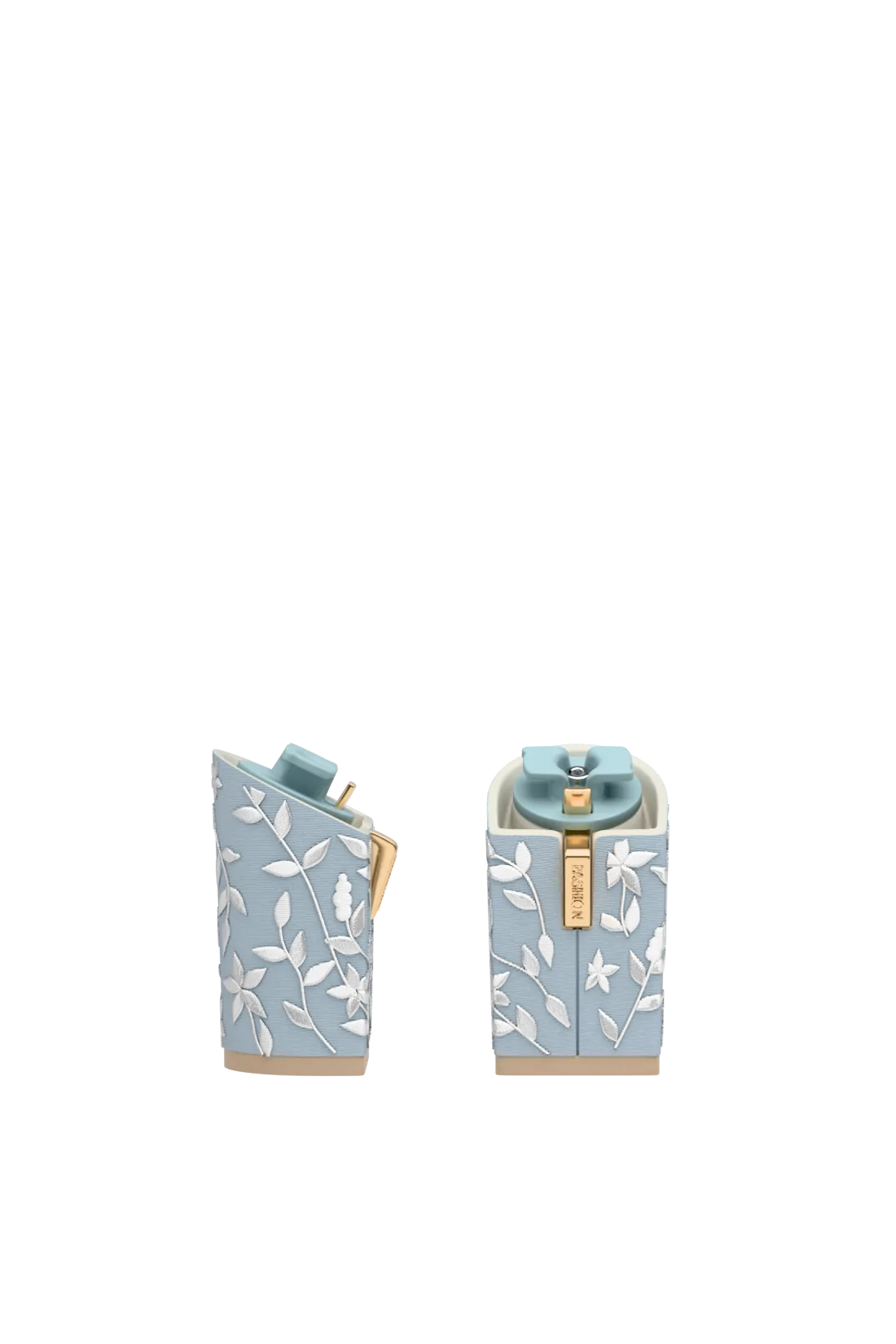 Block Heel Kit 4 Baby Blue Floral Embroidery