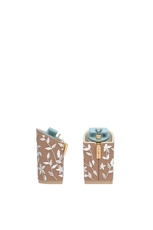 Block Heel Kit 4 Latte Floral Embroidery