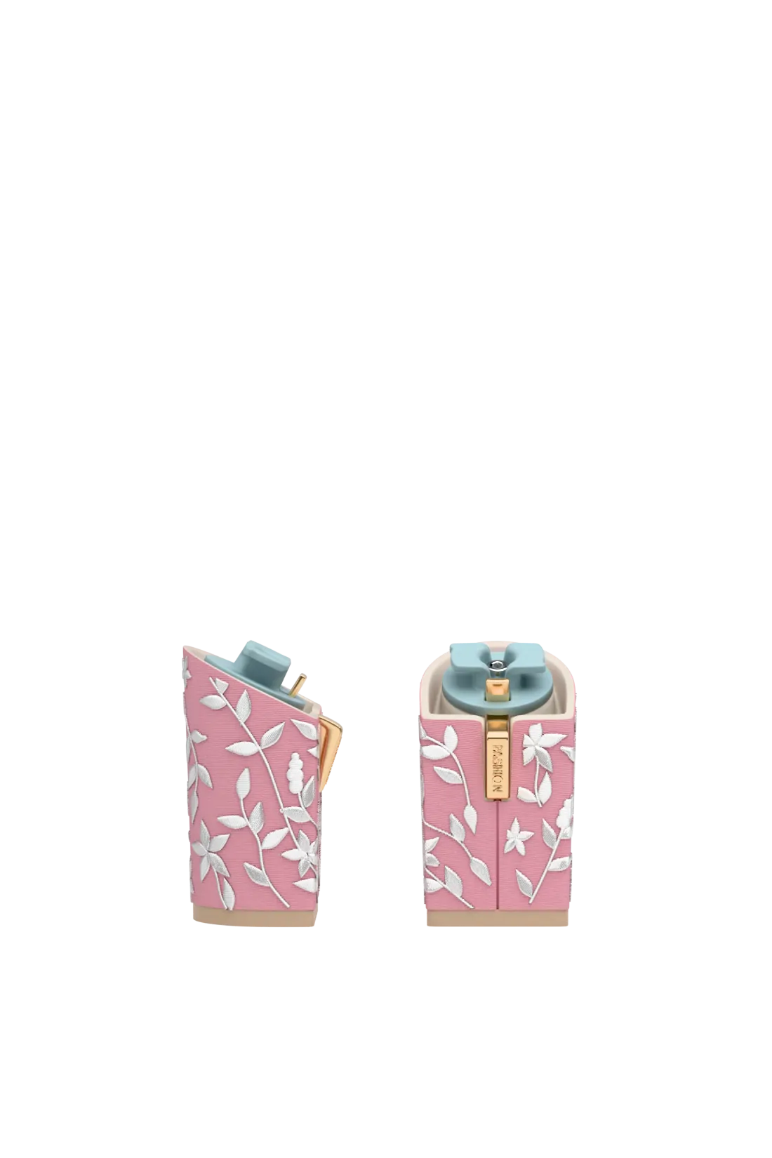 Block Heel Kit 4 Pink Floral Embroidery