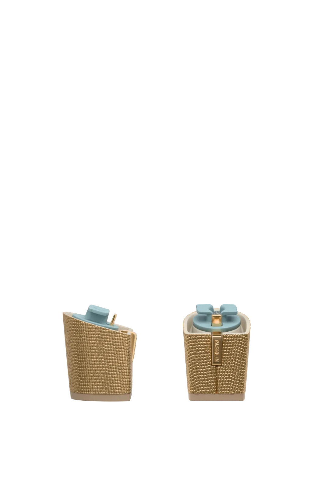 Block Heel Kit 3 Gold Metallic Snake