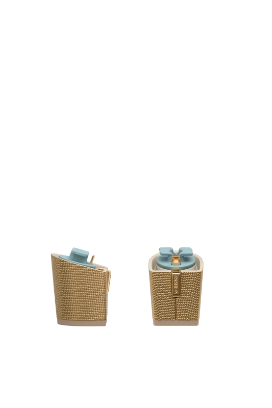 Block Heel Kit 3 Gold Metallic Snake