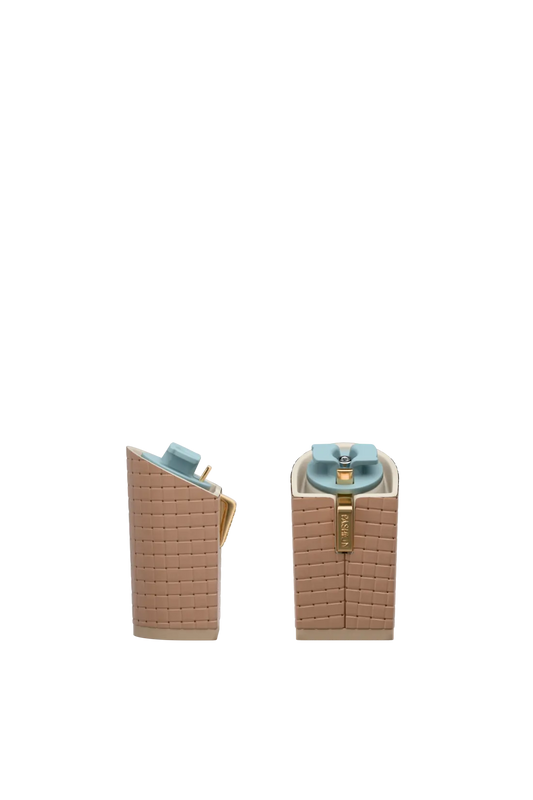 Block Heel Kit 4 Latte Woven Leather