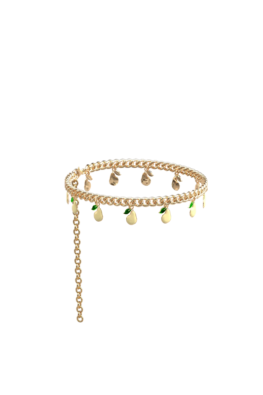 Gold Pear Charm Ankle Chain