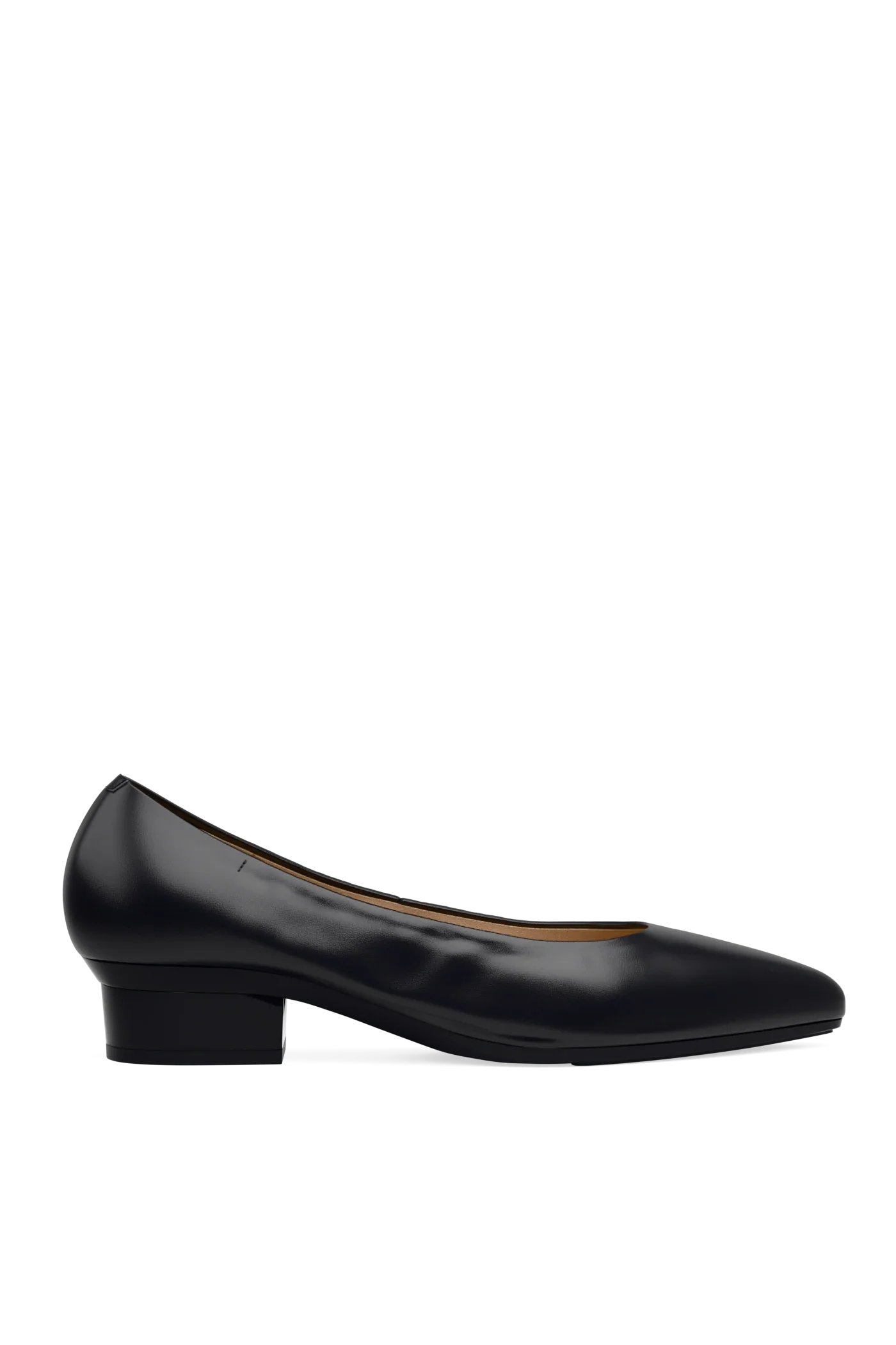 The Pump Wide Width - Coal Stretch Leather Flat