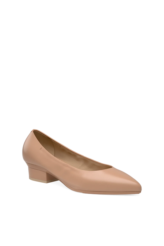 The Pump Wide Width - Latte Stretch Leather Flat
