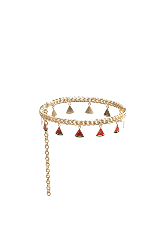 Gold Watermelon Charm Ankle Chain