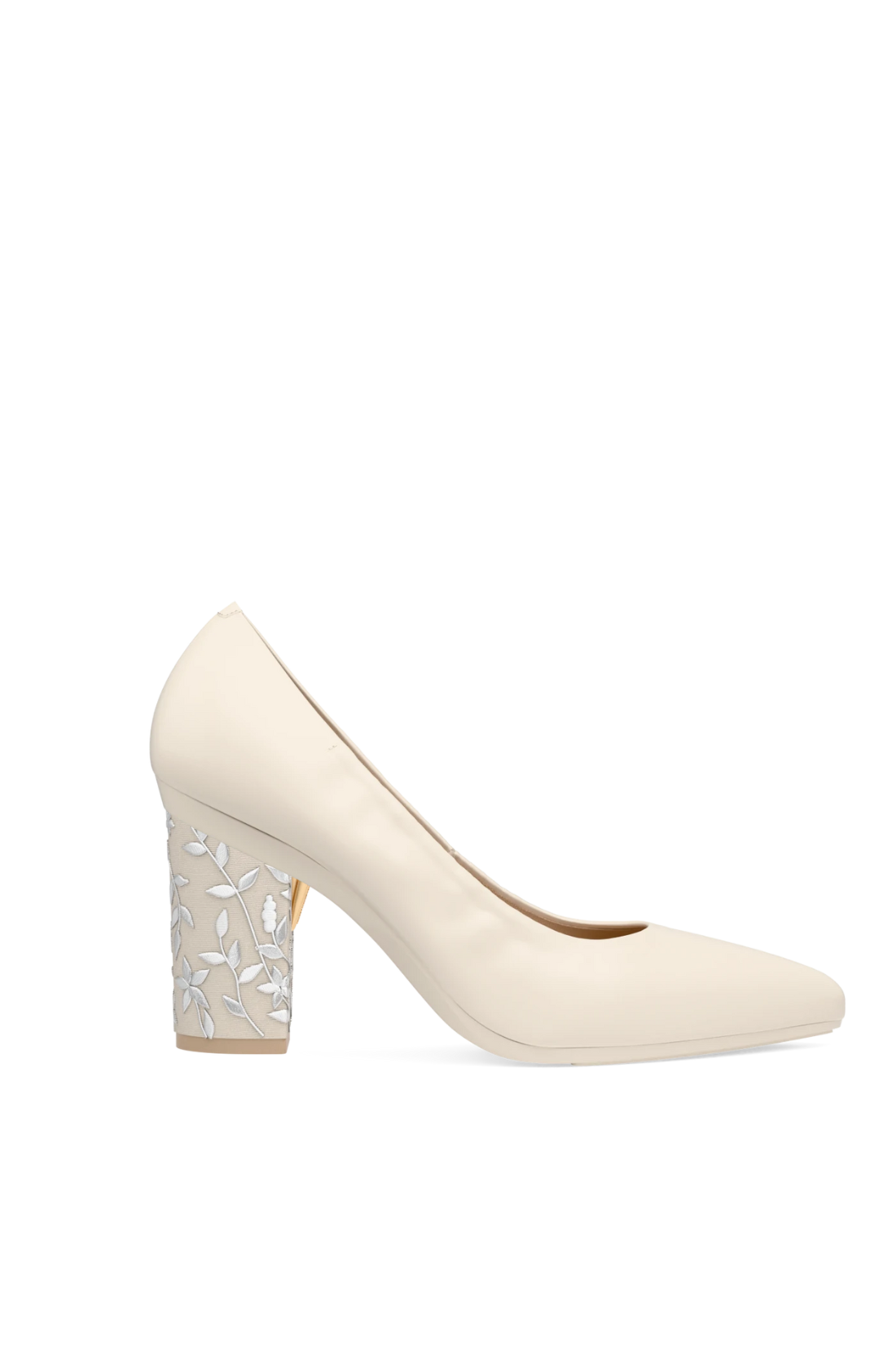 Block Heel Kit 4 Ivory Floral Embroidery