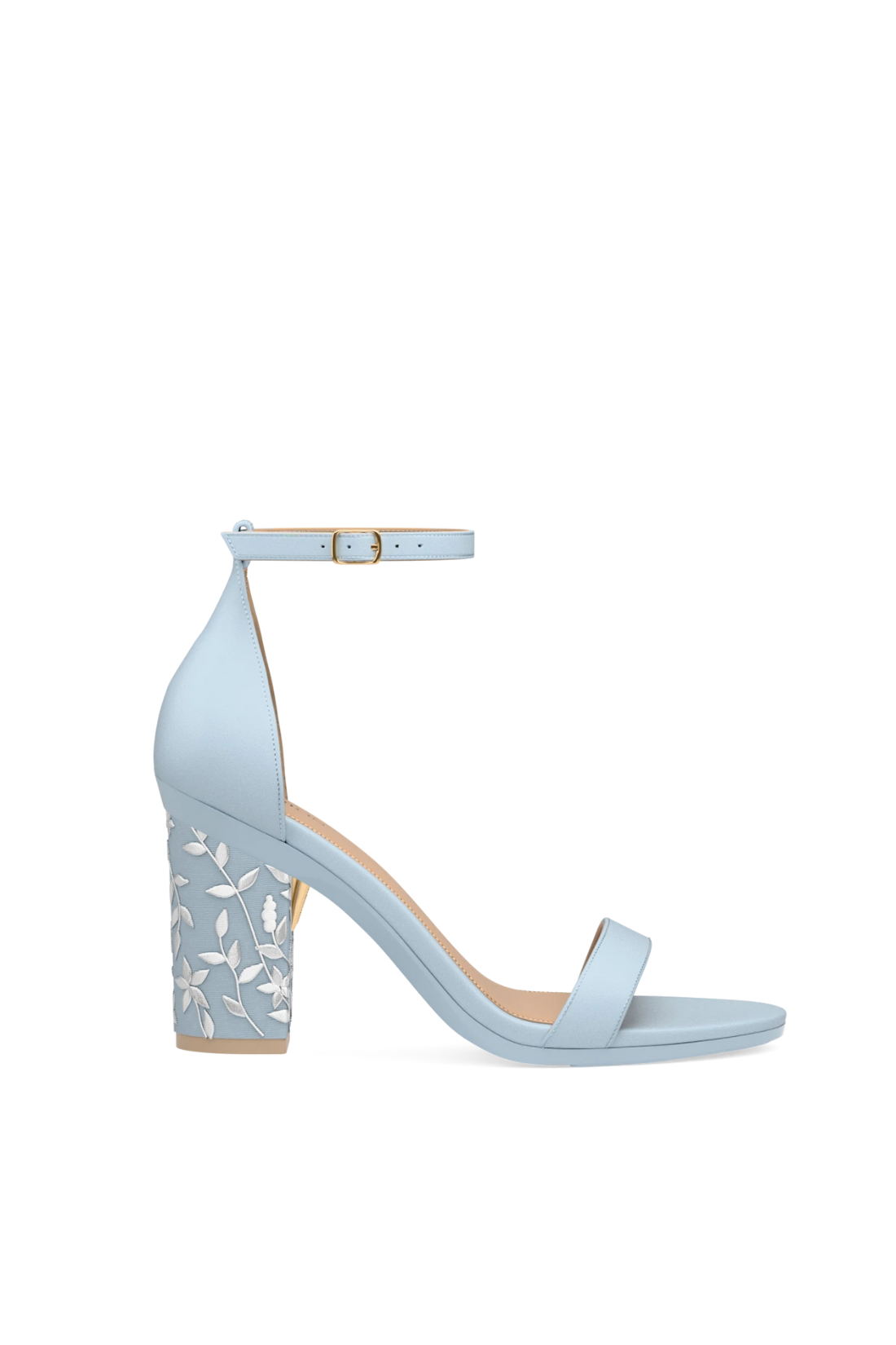 Block Heel Kit 4 Baby Blue Floral Embroidery