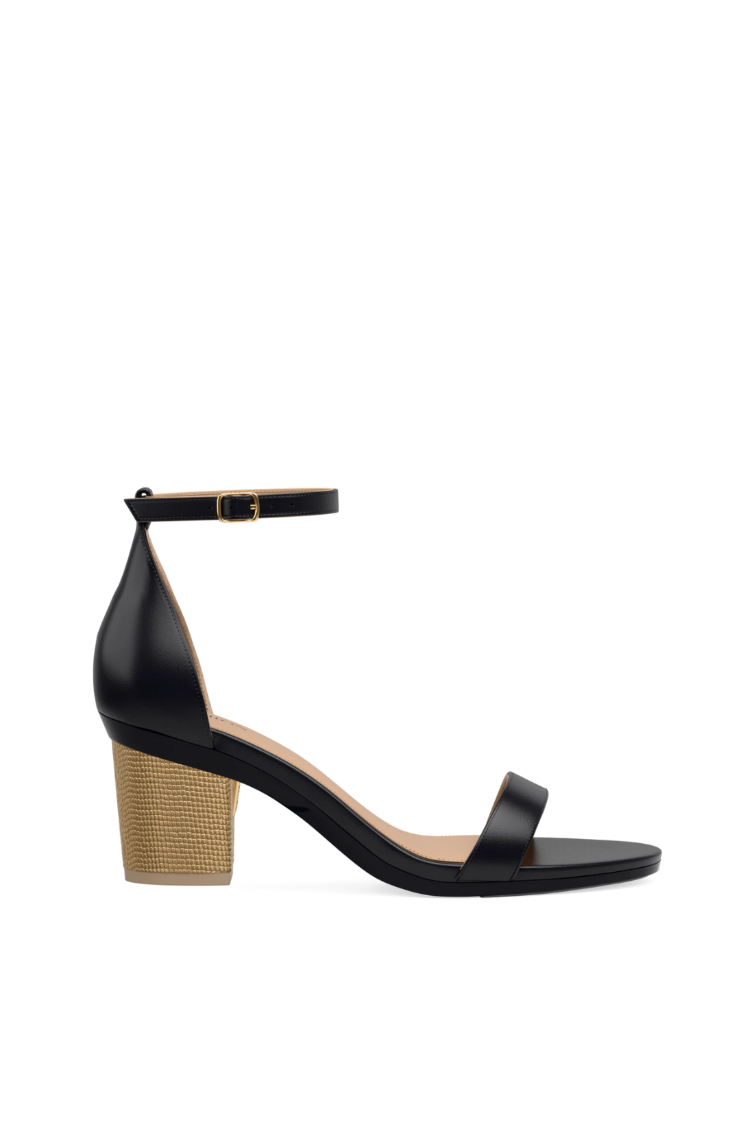 Block Heel Kit 3 Gold Metallic Snake