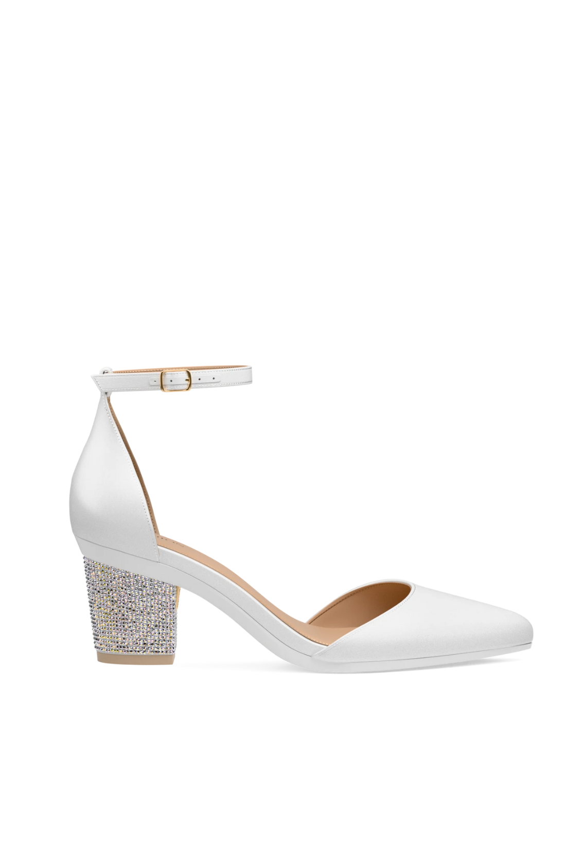 Block Heel Kit 3 White Iridescent Rhinestone