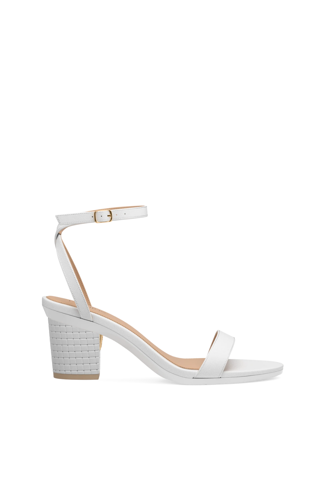 Block Heel Kit 3 White Woven Leather