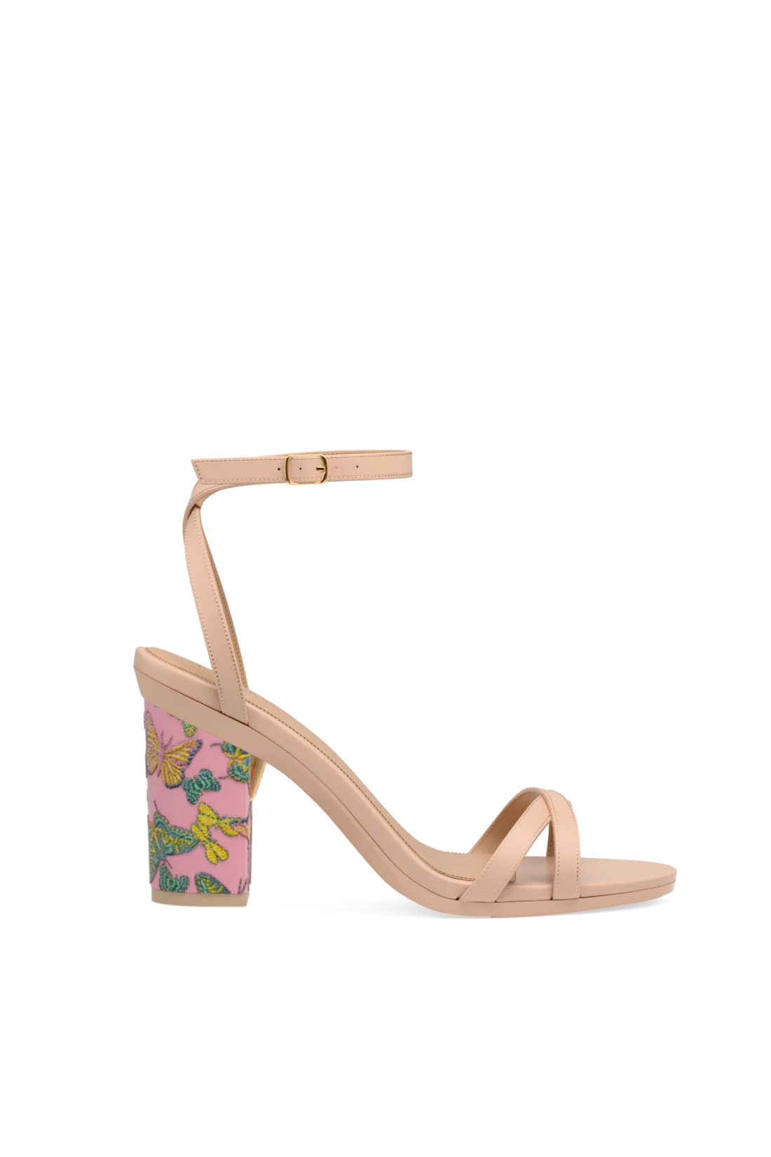 Block Heel Kit 4 Pink Butterfly Embroidery