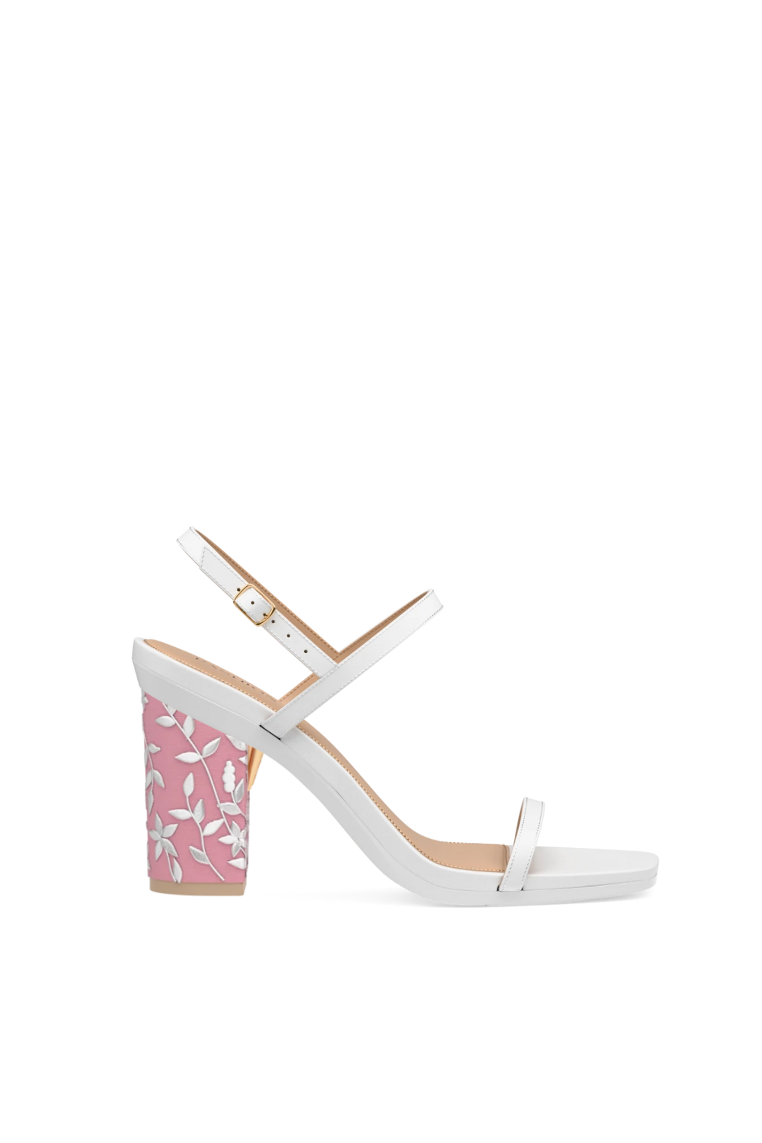 Block Heel Kit 4 Pink Floral Embroidery