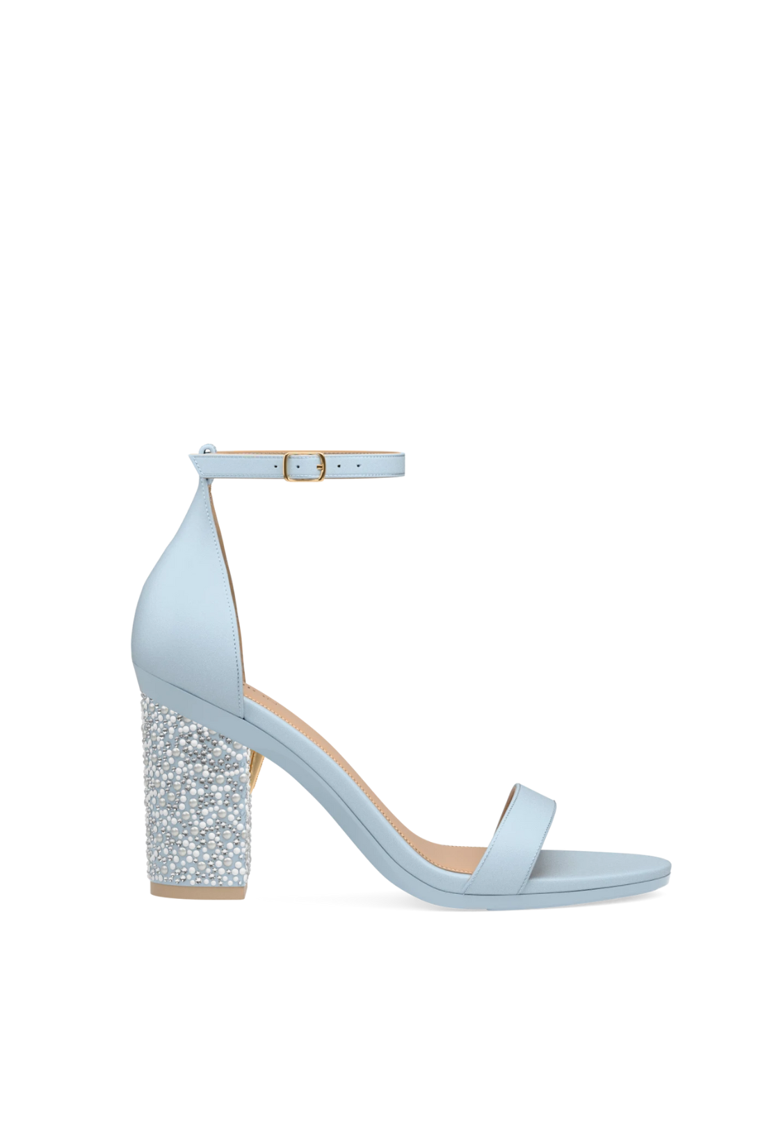 Block Heel Kit Baby Blue Pearl & Rhinestone 4"