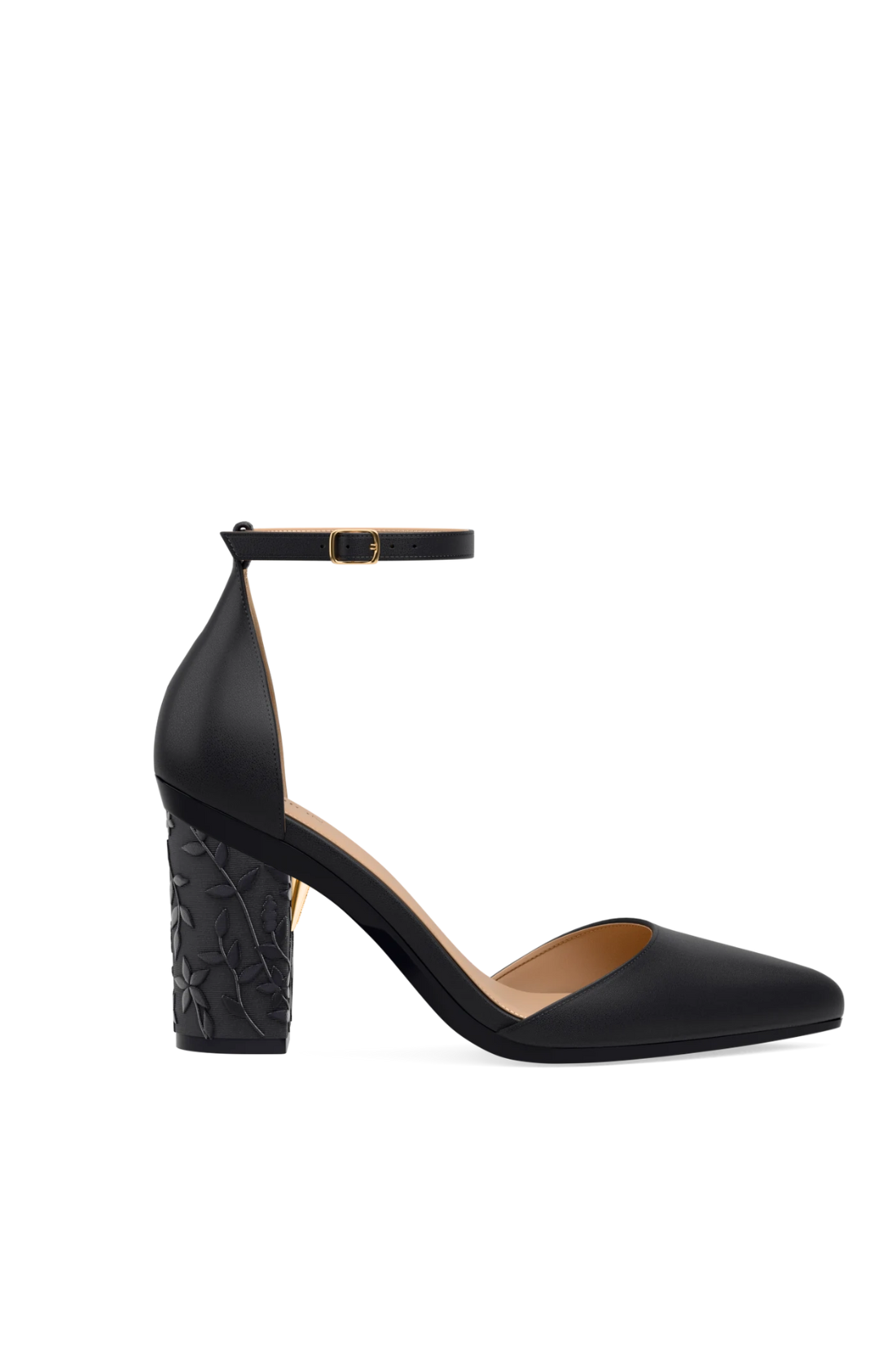 Block Heel Kit 4 Coal Floral Embroidery